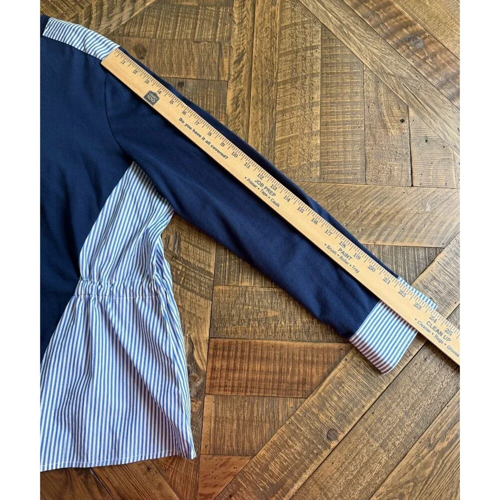 Vineyard Vines Mixed Media Tie Back Striped Top Womens XL Blue White Preppy - Picture 9 of 11